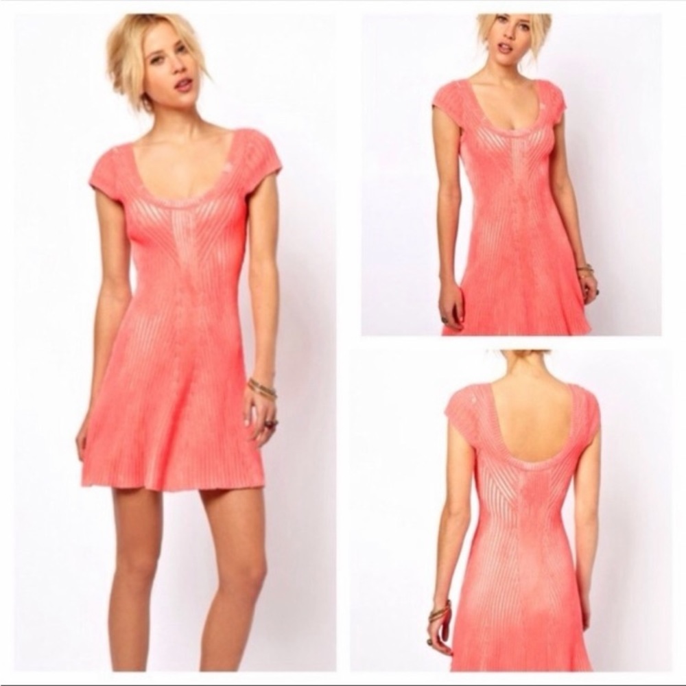 Free People Hot Off The Press Stretch Ribbed
Sweater Dress Pink‎ XS Pink NWOT